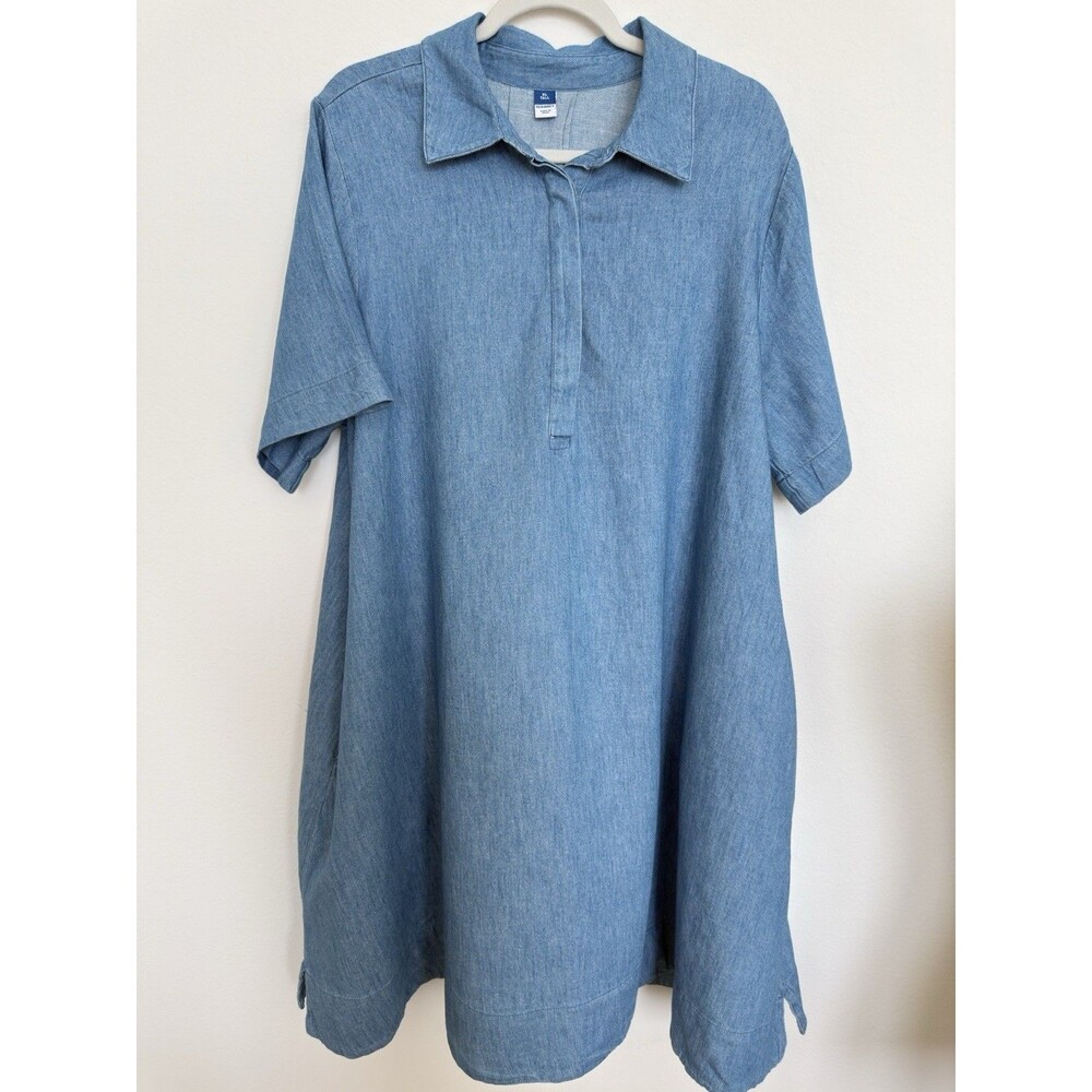 OLD NAVY Button up Light Blue Denim Chambray Tunic Dress Size XL Tall.